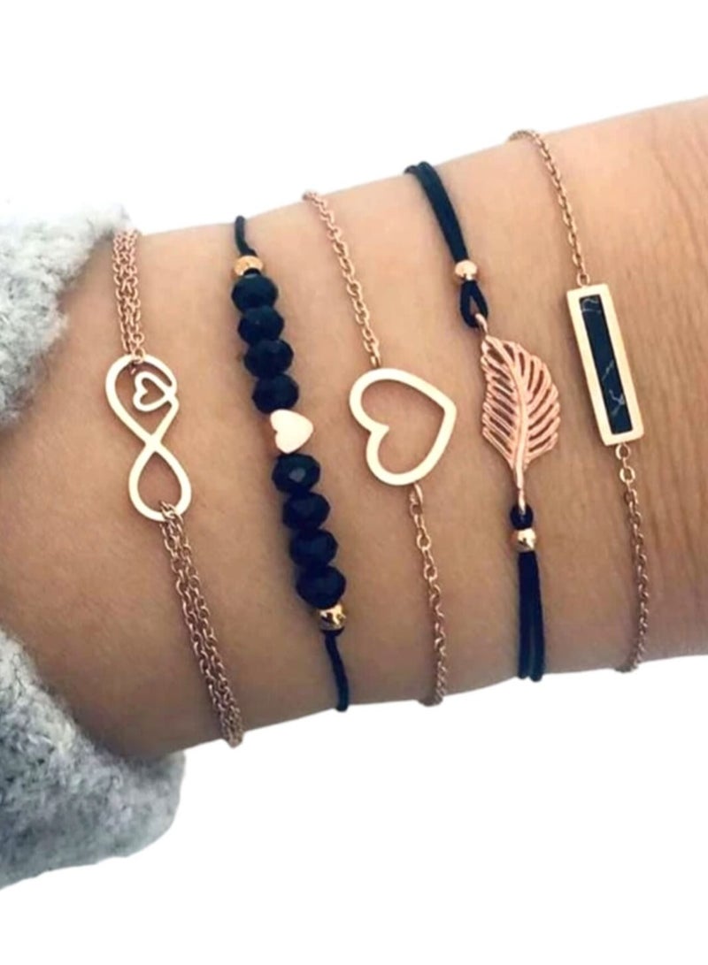 YUCCA 6 Pieces Set of PU Leather Strap Rhinestone Flower Bezel Quartz Watch for Girls Back to School - Image 4