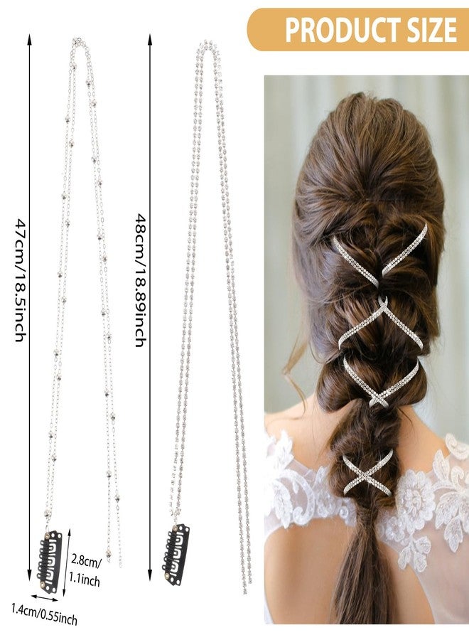 RECTYO GALLERY 6PCS Premium Rhinestone Hair Chains Clip, Bling Crystal Hair Extension Glitter Silver Tassel Hair Charms Hair Jewelry Accessories for Braids Women Girls Festival Rave - Image 5