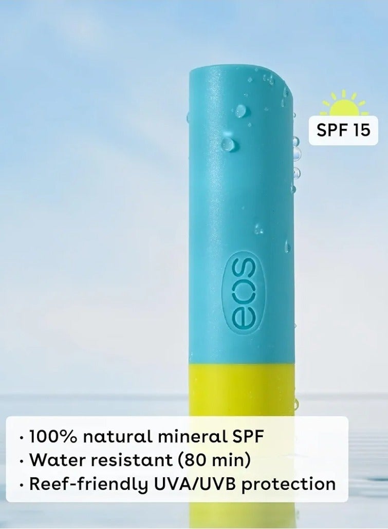 إي أو اس مرطب شفاه طبيعي بعامل حماية من الشمس SPF 15 من eos - جوز الهند والأناناس، حماية يومية، مقاوم للماء، 0.14 أونصة - Image 3