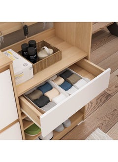 DANUBE HOME Barbados Shoe Cabinet With Open Shelves And Hooks | 15 Pairs Of Shoes| Modern Design Furniture | Wooden Shoe Organizer For Entryway Hallway | Made In Indonesia | L107.5xW29.7xH80.5cm - White / Oak  - Image 4