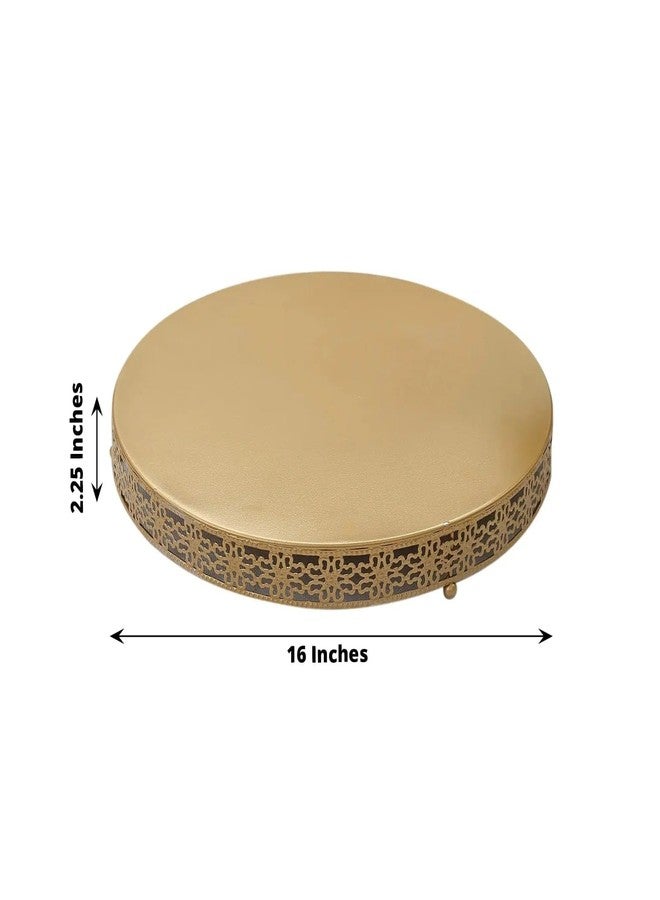 BalsaCircle 16 in Gold Metal Fleur De Lis Round Cake Stand Dessert Display Pedestal | Cute Riser for Birthday Wedding Party Events Reception Buffet Catering Decorations Supplies - Image 2
