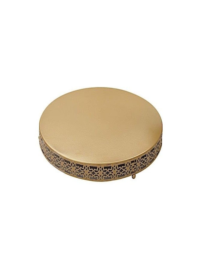 BalsaCircle 16 in Gold Metal Fleur De Lis Round Cake Stand Dessert Display Pedestal | Cute Riser for Birthday Wedding Party Events Reception Buffet Catering Decorations Supplies - Image 1