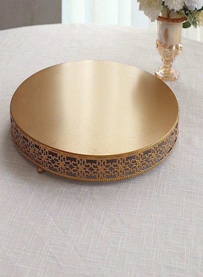 BalsaCircle 16 in Gold Metal Fleur De Lis Round Cake Stand Dessert Display Pedestal | Cute Riser for Birthday Wedding Party Events Reception Buffet Catering Decorations Supplies - Image 3