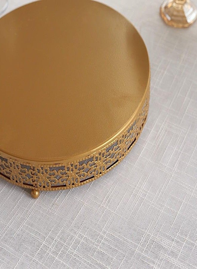 BalsaCircle 16 in Gold Metal Fleur De Lis Round Cake Stand Dessert Display Pedestal | Cute Riser for Birthday Wedding Party Events Reception Buffet Catering Decorations Supplies - Image 5