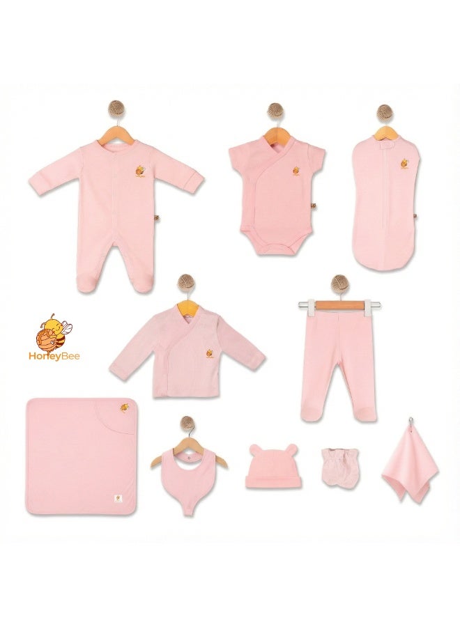 HoneyBee Newborn Essentials Set-100% Organic Cotton, 10-Pcs Baby Gift Set for Boys & Girls (0-3) - Made in Turkey - Image 1