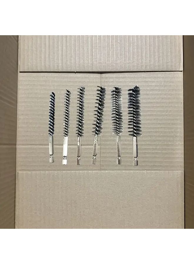 6pcs Stainless Steel Wire Tube Brushes For Deburring Screws Threads Rust Removal - Image 1