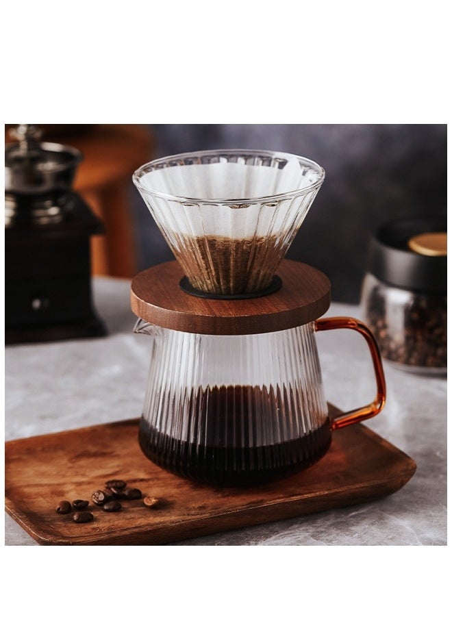 MIXDE 3-piece Heat-resistant Glass V60 Inverted Lid Coffee Machine Hand Brewed Coffee Sharing Pot With Coffee Paper Filter 500ML  - Image 1