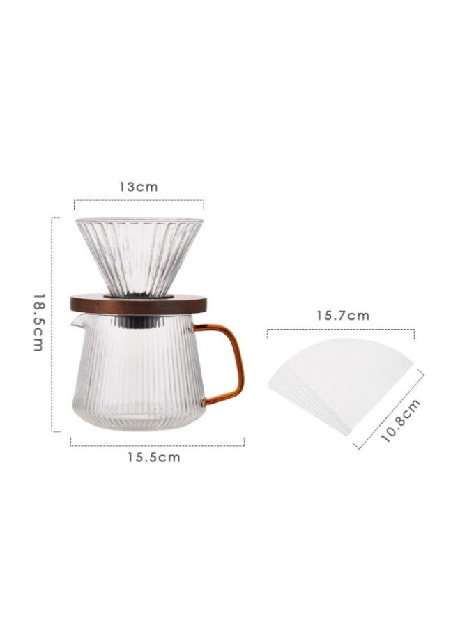 MIXDE 3-piece Heat-resistant Glass V60 Inverted Lid Coffee Machine Hand Brewed Coffee Sharing Pot With Coffee Paper Filter 500ML  - Image 3