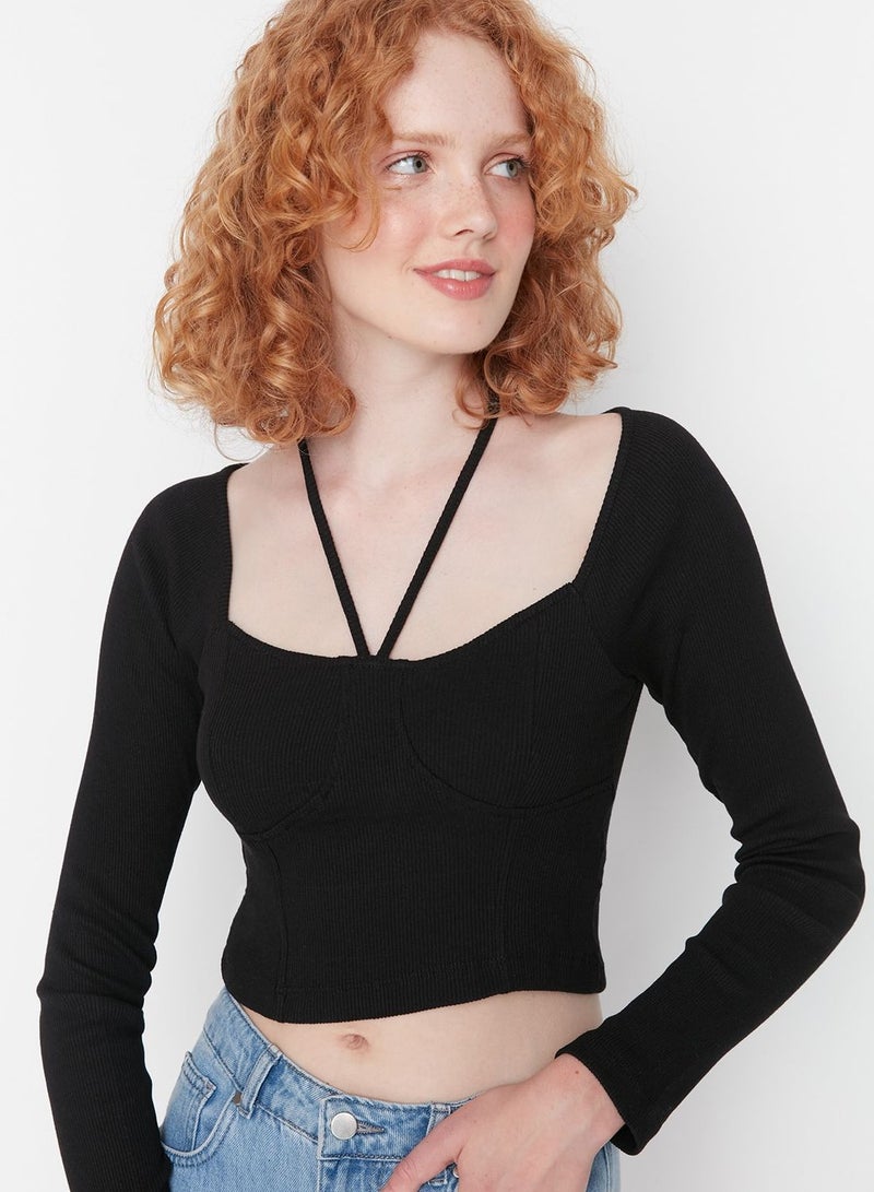 trendyol Crop Corduroy Knitted Blouse  - Image 1