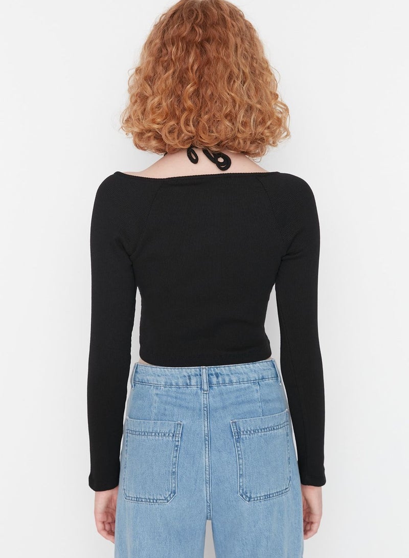 trendyol Crop Corduroy Knitted Blouse  - Image 5