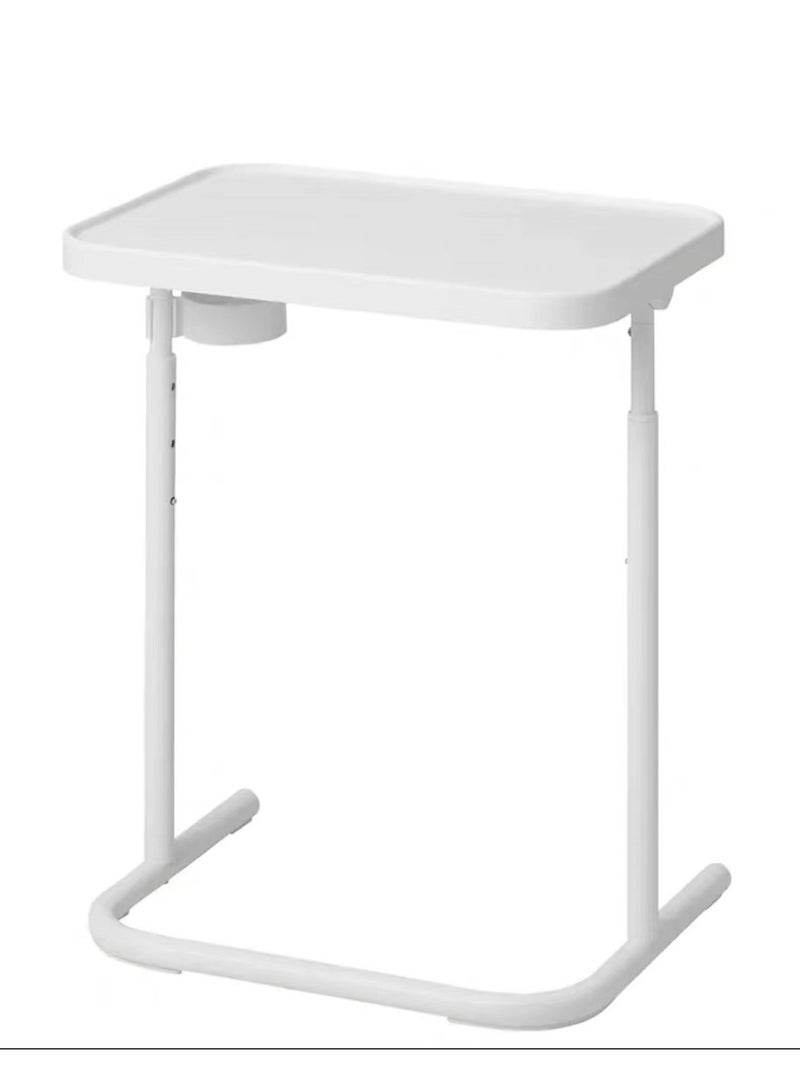 Generic Standing Laptop Desk Adjustable Computer Table Foldable Sofa Side Table with Cup Holder and Tilting Magnetic Tabletop for Students Writting and Reading(White) - Image 1