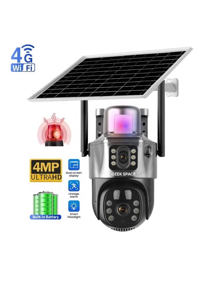 GEEK SPACE 4MP Ultra HD 4G LTE Solar PTZ Security Camera, Dual Lens, 360° Pan Tilt, AI Motion Detection, Color Night Vision, Two-Way Audio, IP66 Waterproof, Remote Monitoring, Outdoor CCTV Camera - Image 1