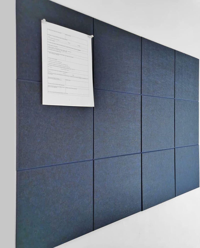 DECORITA Blue Felt Bulletin Board 47"x35" | Large Cork Bulletin Board Alternative for Office, Home & Classroom | Felt Wall Tiles (12-Pack) | Blue Classroom Decor Office Supplies | Dark Blue - Image 1