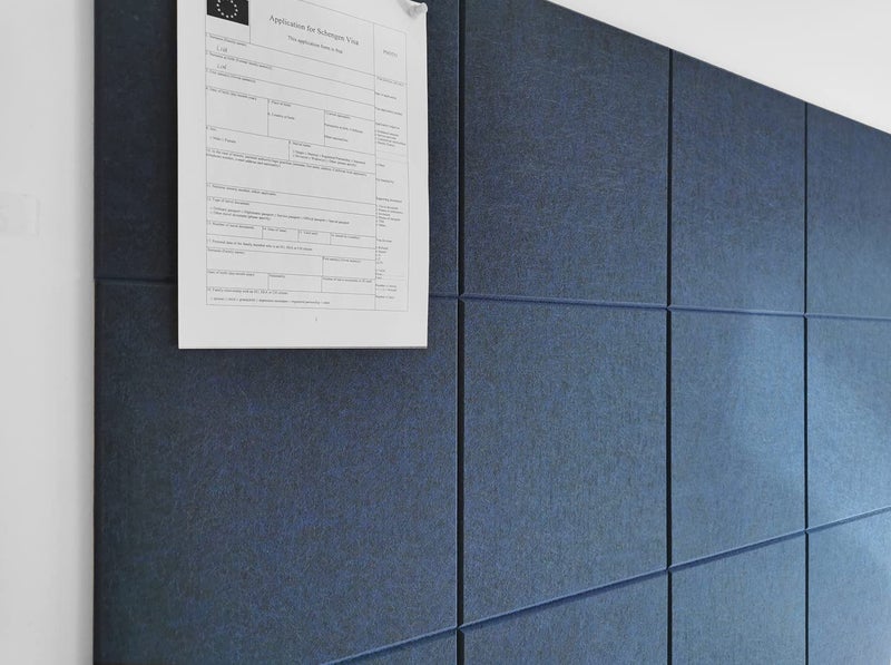 DECORITA Blue Felt Bulletin Board 47"x35" | Large Cork Bulletin Board Alternative for Office, Home & Classroom | Felt Wall Tiles (12-Pack) | Blue Classroom Decor Office Supplies | Dark Blue - Image 2