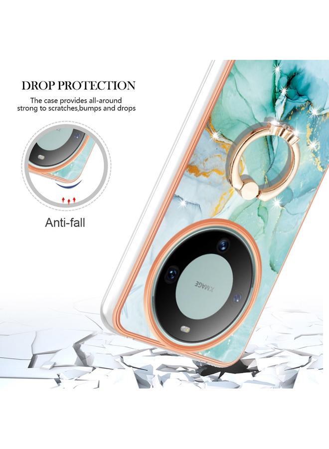 S-TOP Case For Huawei Mate 60 Pro Electroplating Marble IMD TPU Phone Case with Ring Holder - Image 4