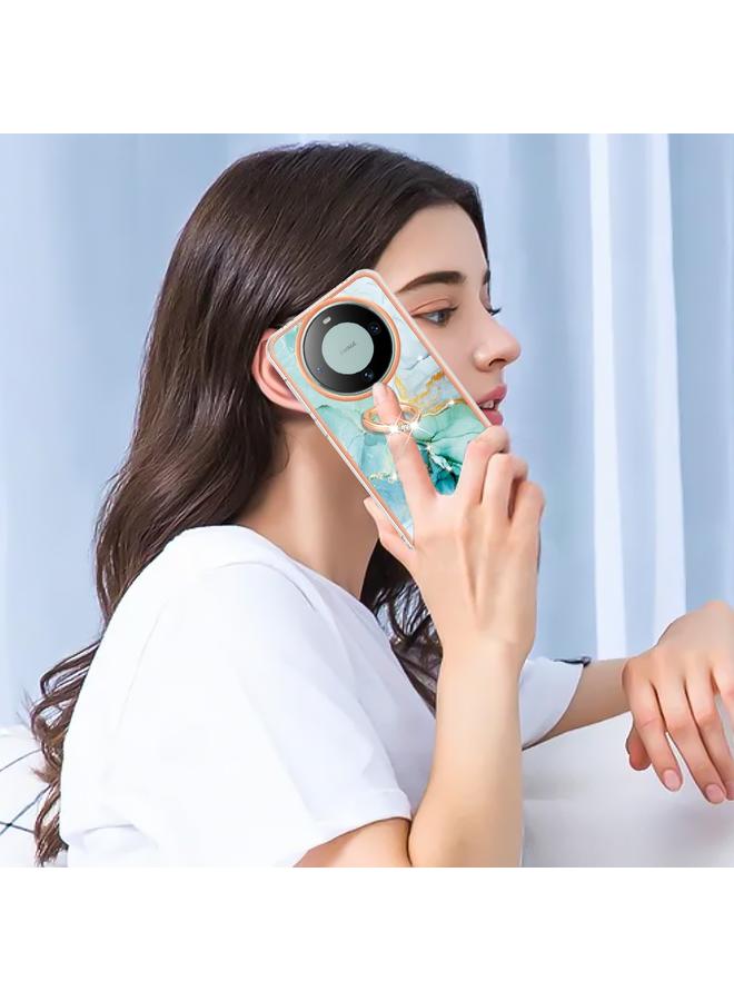 S-TOP Case For Huawei Mate 60 Pro Electroplating Marble IMD TPU Phone Case with Ring Holder - Image 5