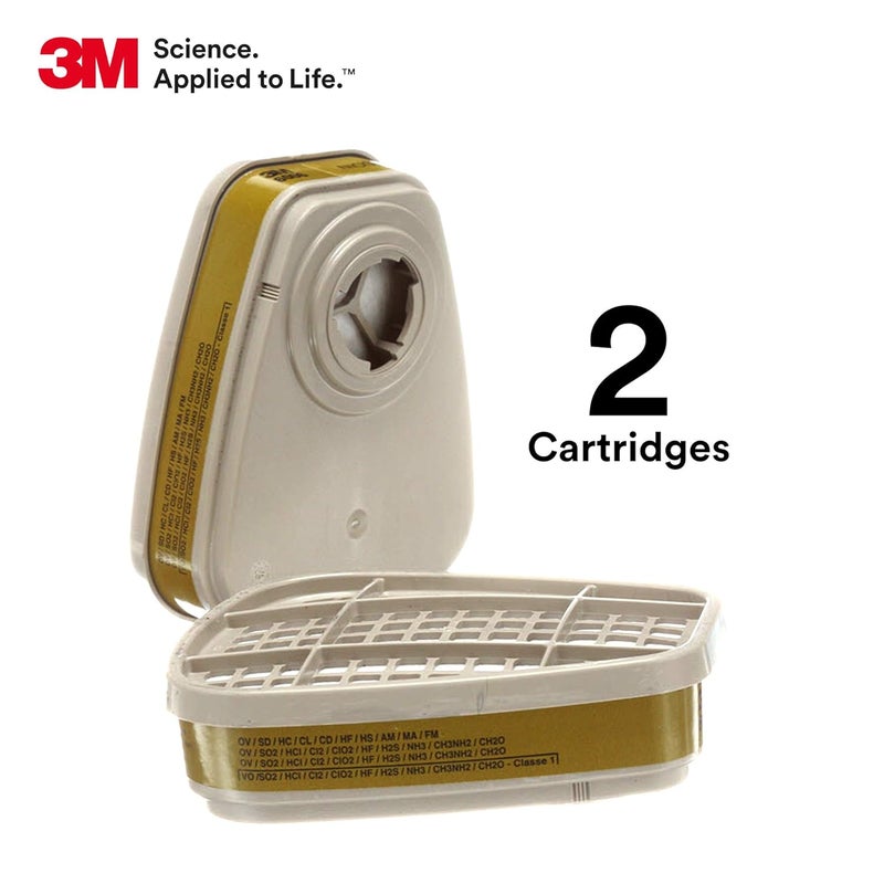 3M Respirator Cartridge 6006, 1 Pair, Helps Protect Against Organic Vapors, Acid Gases, Ammonia, Methylamine or Formaldehyde - Image 2