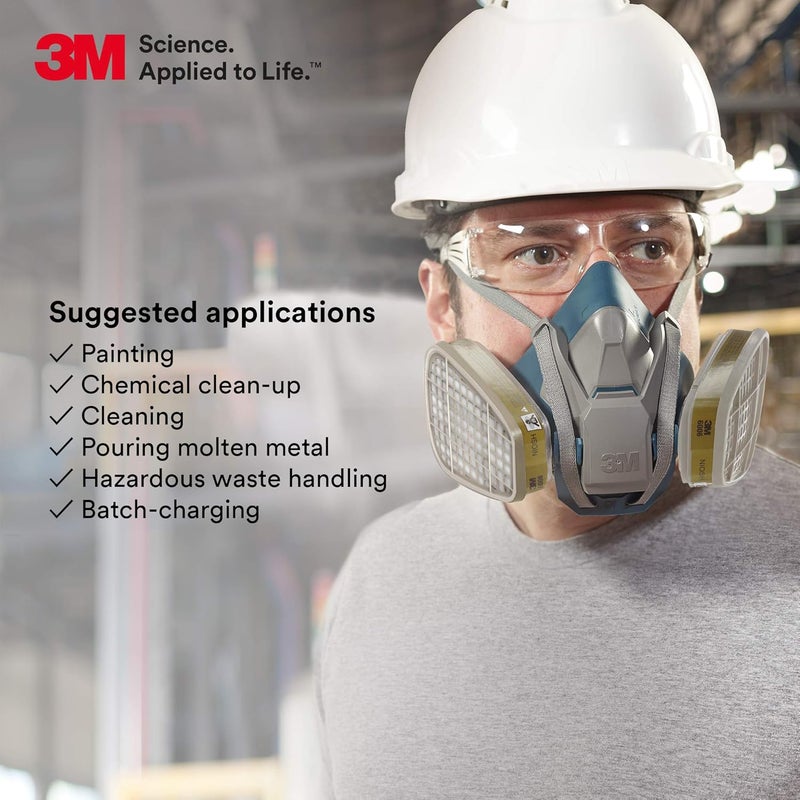 3M Respirator Cartridge 6006, 1 Pair, Helps Protect Against Organic Vapors, Acid Gases, Ammonia, Methylamine or Formaldehyde - Image 5