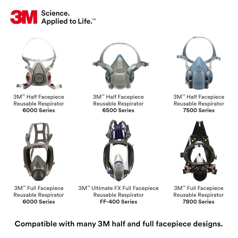 3M Respirator Cartridge 6006, 1 Pair, Helps Protect Against Organic Vapors, Acid Gases, Ammonia, Methylamine or Formaldehyde - Image 4