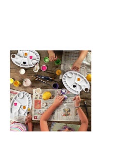 PARTNER 4 Pack of White Plastic Paint Tray Palette, Premium Artist Palette Acrylic Mixing Tray with Thumb Hole Oval Shaped for Watercolor Oil Painting Craft DIY Art  - Image 3
