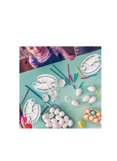 PARTNER 4 Pack of White Plastic Paint Tray Palette, Premium Artist Palette Acrylic Mixing Tray with Thumb Hole Oval Shaped for Watercolor Oil Painting Craft DIY Art  - Image 4