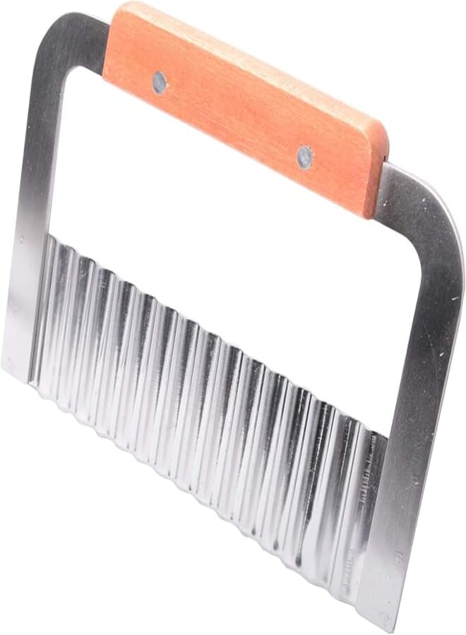 MUZOCT Crinkle Cutter Potato Slicer Tool Stainless Steel Blade French Fry Vegetable Salad Chopping Knife