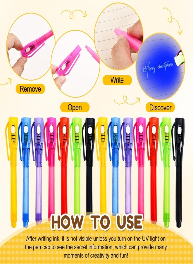 EODVICS 14 Pack Upgraded Spy Pen with Notebook Set Invisible Ink Pen with UV Light Magic Marker for Secret Messages Spy Kit Games Birthday Party Valentine's Day Christmas Gifts for Boys Girls Kids Ages 3+ - Image 3