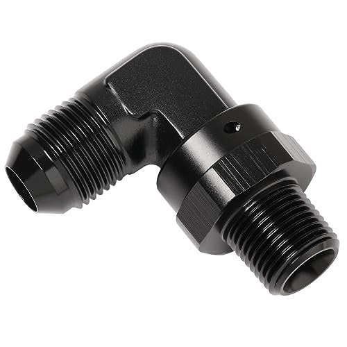 Podavelle 8AN Male Flare to 38 NPT Pipe Swivel 90 Degree Fitting Adapter Connector Aluminum Black - Image 1