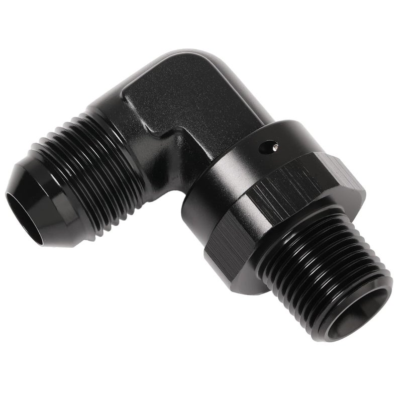 Podavelle 8AN Male Flare to 38 NPT Pipe Swivel 90 Degree Fitting Adapter Connector Aluminum Black - Image 2