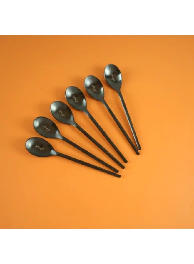 Diva Lady Black Luxury Spoon Set – 6 Modern Stainless Steel Tea Spoons with a Matte Elegant Finish - Image 1