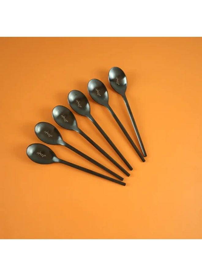Diva Lady Black Luxury Spoon Set – 6 Modern Stainless Steel Tea Spoons with a Matte Elegant Finish - Image 3