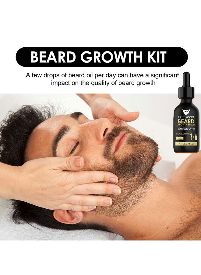 East Moon Beard Growth Serum Hyper Derma Roller, Men Rosemary Oil Moustache Growth Enhancer ​Anti Hair Loss Care Serum With Beard Rolle 60ML - Image 4