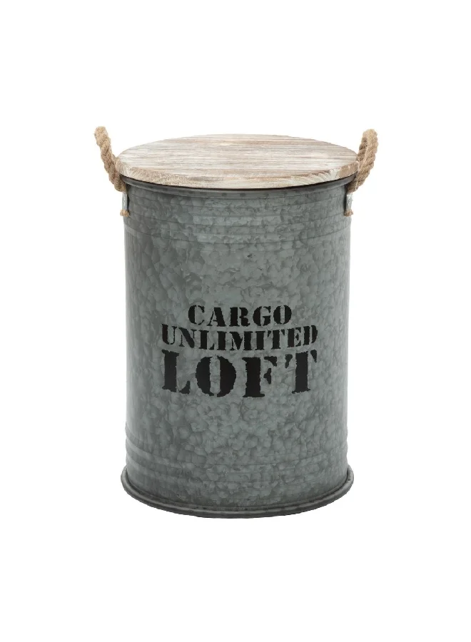 atmosphera 3-Piece Loft High Quality Iron Storage Trunk Set Grey and Brown 51.7 x 39.9 x 39.9 cm 166517A