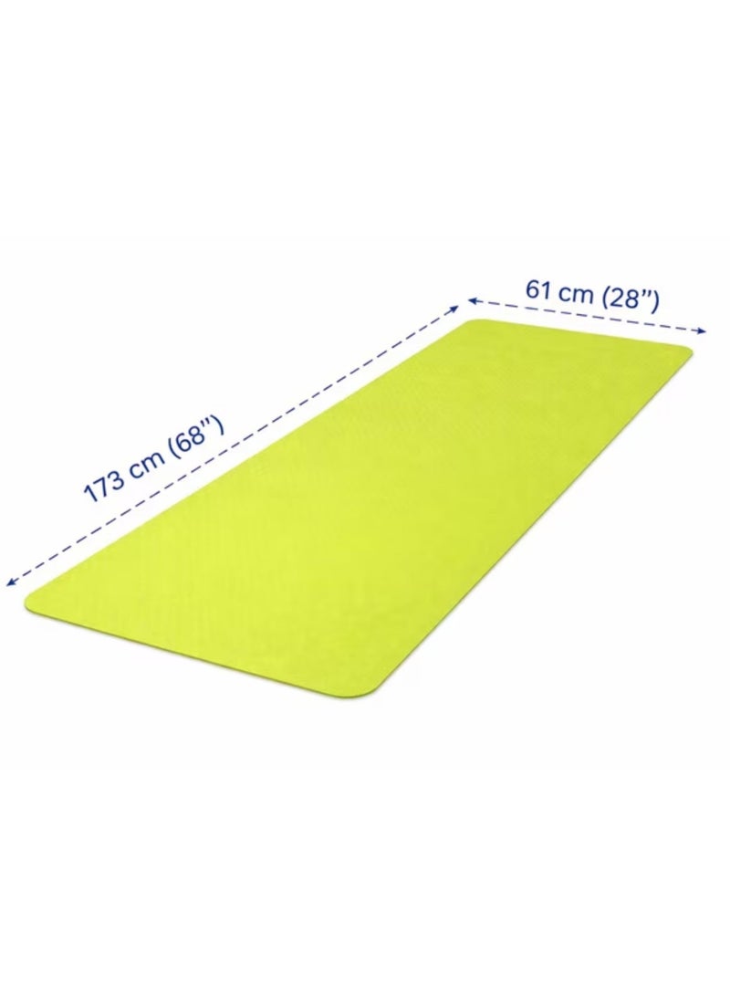 Non-Slip Yoga Mat 6mm Thick 173x61cm Fitness and Pilates Exercise Mat with Carry Bag Lime Green - Image 4