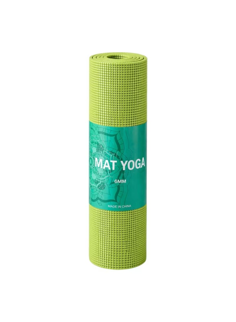 Non-Slip Yoga Mat 6mm Thick 173x61cm Fitness and Pilates Exercise Mat with Carry Bag Lime Green - Image 5