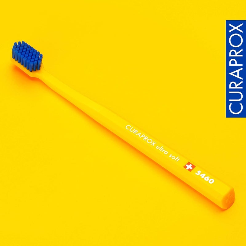 CURAPROX CS 5460 Ultra-Soft Toothbrush – Adult Tooth and Gum Care | Super Soft Curen® Bristles for Gentle Cleaning | Yellow-Blue, Single Pack | Made in Switzerland - Image 4