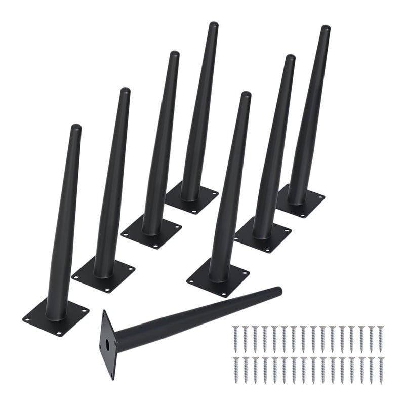 FIVEPEARS 8 PCS 12 Inch Heavy Duty Matte Black Metal Angled Taper Tapered Legs Set for Furniture Mid Century Modern Style Feets for Coffee Table Couch Sofa Cabinet Chair Dresser Bed Desk Credenza - Image 1