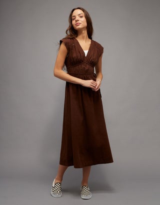 american eagle brown dress Midi Dresses Oman | Best Price Offers Crewneck Maxi T-Shirt Dress Lightweight woven cotton/V NEWAWDRESS Women's size:18