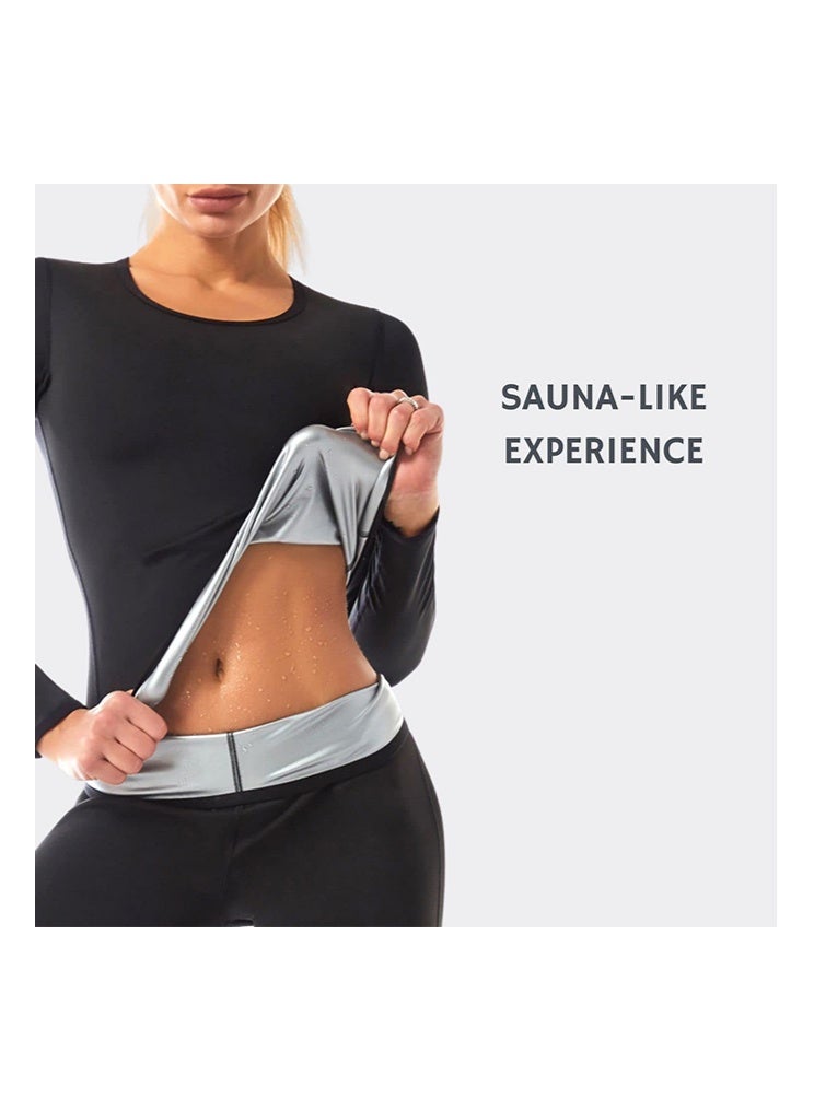 BOFAN Sauna Sweat Suit Weight Loss Shapewear Top Waist Trainer Workout Sweatsuit Exercise Long Sleeve Shirt Women Girl - Image 4