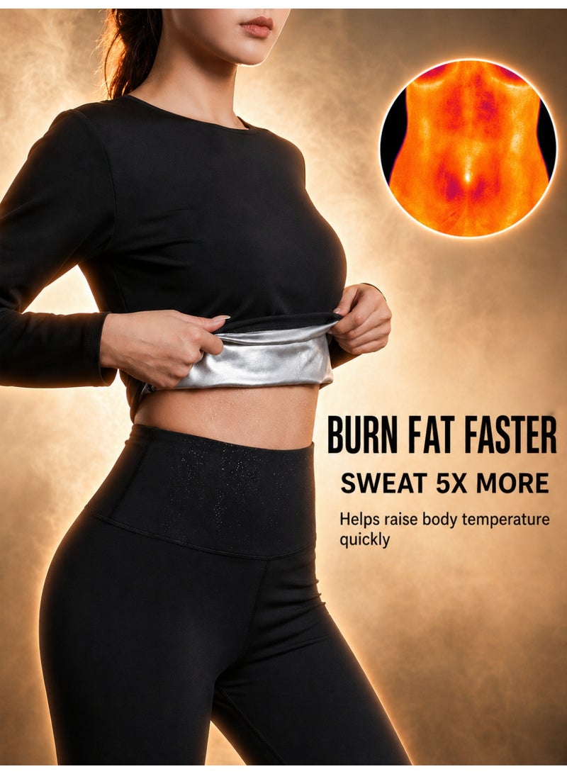 BOFAN Sauna Sweat Suit Weight Loss Shapewear Top Waist Trainer Workout Sweatsuit Exercise Long Sleeve Shirt Women Girl - Image 1