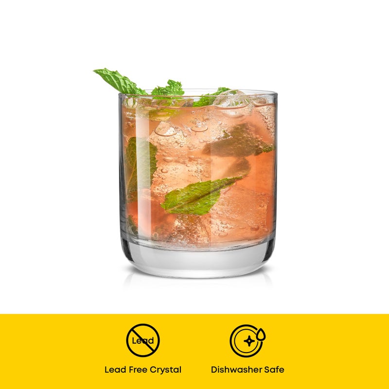 JoyJolt Faye Crystal Whiskey Glasses, Lowball Glasses Set of 6, 10oz Short Glass Tumbler, Double Old Fashioned Rocks Glass for Scotch or Bourbon, Dishwasher Safe Glassware - Image 3
