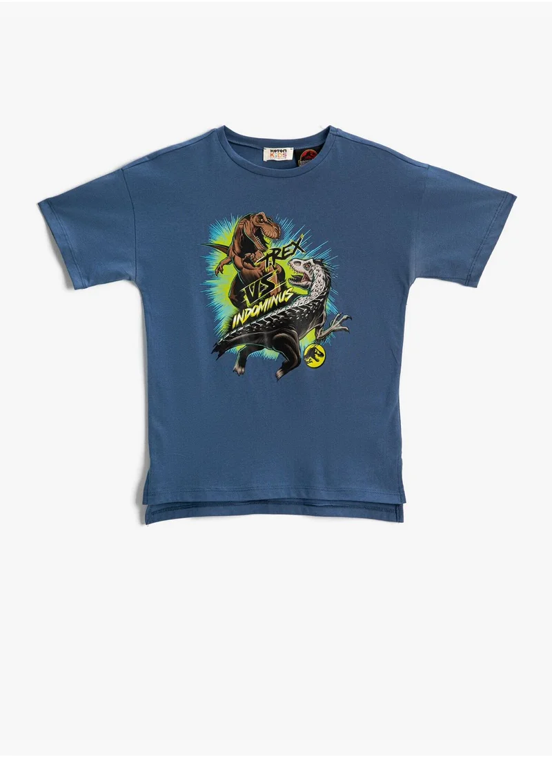 KOTON Trex Dinosaur Printed T-Shirt Licensed Cotton