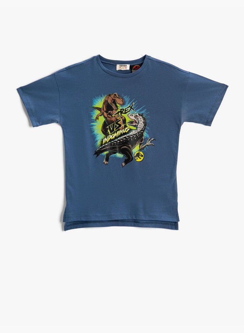 KOTON Trex Dinosaur Printed T-Shirt Licensed Cotton - Image 1