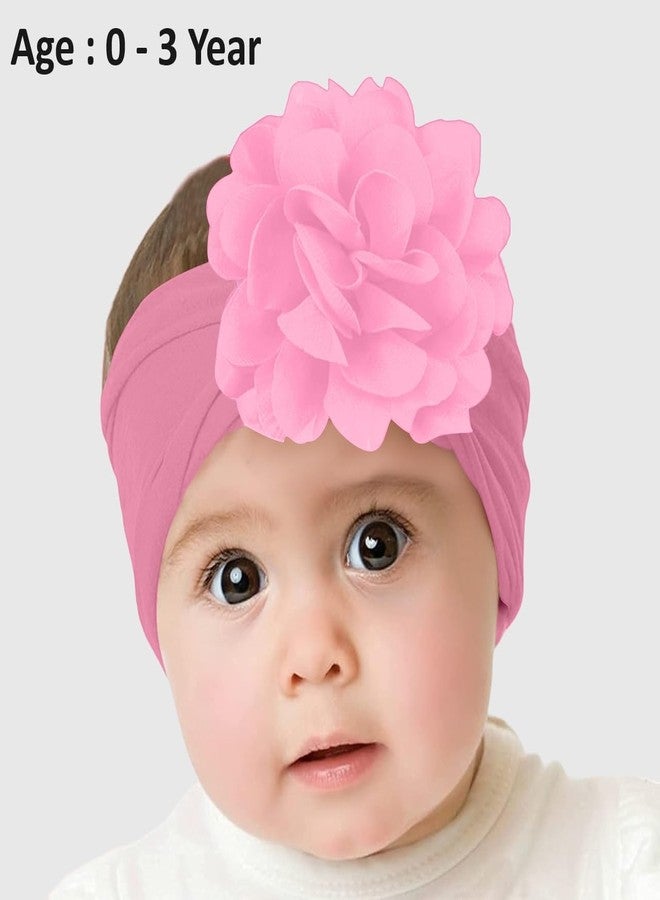 SYGA Baby Headbands Nylon Flower Soft Stretchable Hairband for Newborn Infant Toddler Kids For 0-3 Year - Medium Pink - Image 5