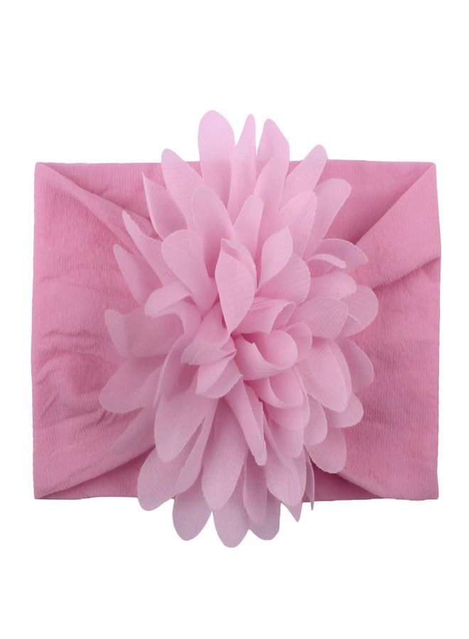 SYGA Baby Headbands Nylon Flower Soft Stretchable Hairband for Newborn Infant Toddler Kids For 0-3 Year - Medium Pink - Image 2