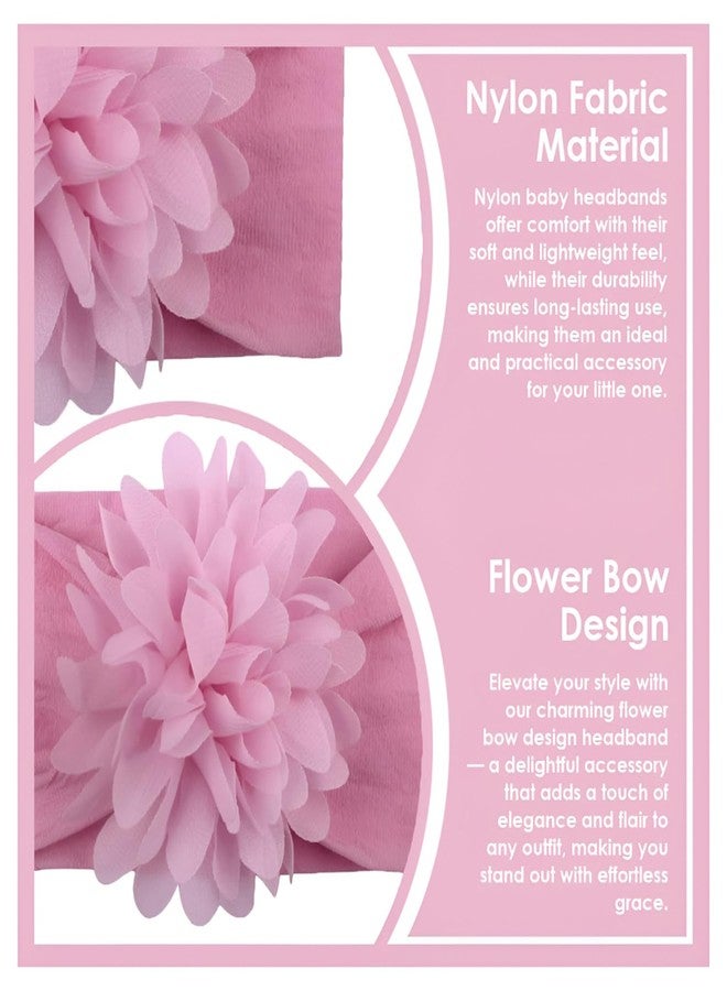 SYGA Baby Headbands Nylon Flower Soft Stretchable Hairband for Newborn Infant Toddler Kids For 0-3 Year - Medium Pink - Image 4