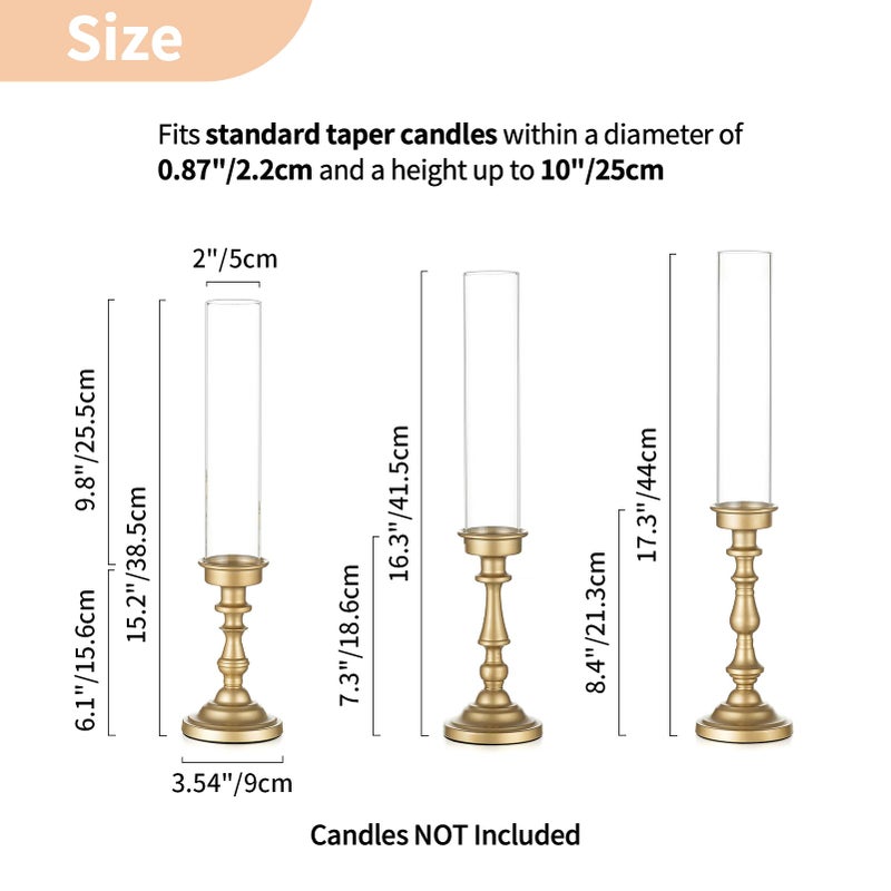 NUPTIO Gold Candlestick Holders Bulk: Set of 6 Tall Hurricane Glass Taper Candleholders - Vintage Candles Stick Stand for Wedding Bridal Shower Birthday Party Centerpiece Decor - Image 2