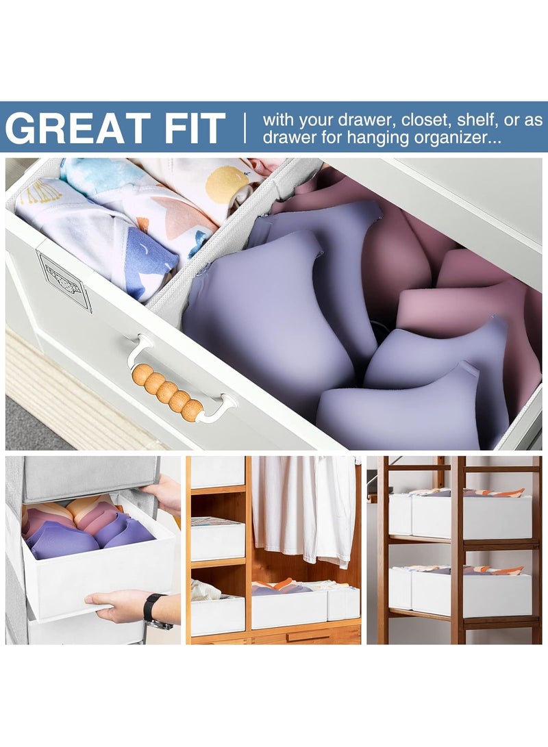 Bukela Drawer Organizer for Clothing, 12 Pack Sock Underwear Drawer Organizer Bins, Foldable Fabric Closet Organizers and Storage, Dresser Drawer Dividers for Baby Clothes, Scarves, Belt, Tie- White - Image 2