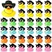 Sotiff 48 Sets Rubber Duck Squeaky Duck Party Duckies Car Dashboard Decorations with Mini Necklace Hat and Sunglasses for Shower Birthday Swimming PartyMulticolor - Image 2