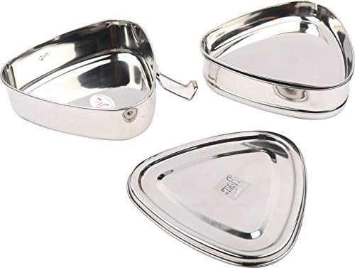 JVL Stainless Steel 2 Tier Lunch Box (Triangle, Small) - Image 3
